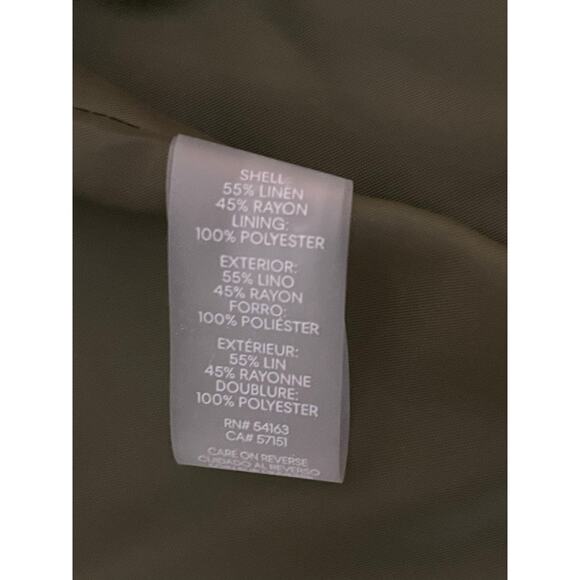 Calvin Klein Womens NEW Size 12 Olive Green Linen Blend Lined 3/4-Sleeve Blazer - Picture 9 of 11